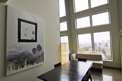 King Carl Black and White Oil painting by Sam Roloff Hung in Portland Home 2011