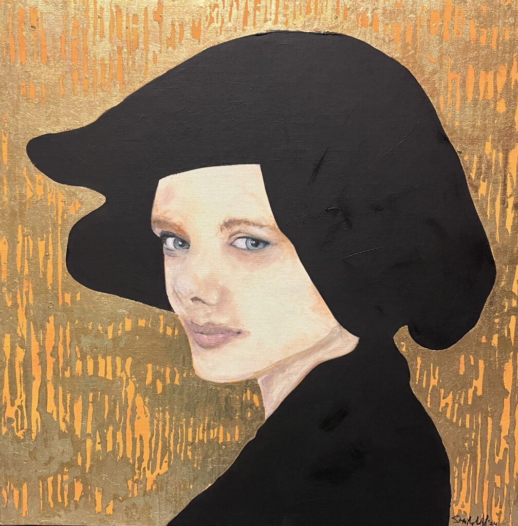 "Johannah Jezebel, Helkat's Sister" | 20 x 20 in | Mixed Media with Gold Leaf | 2024 | ID#3547 | Sam Roloff