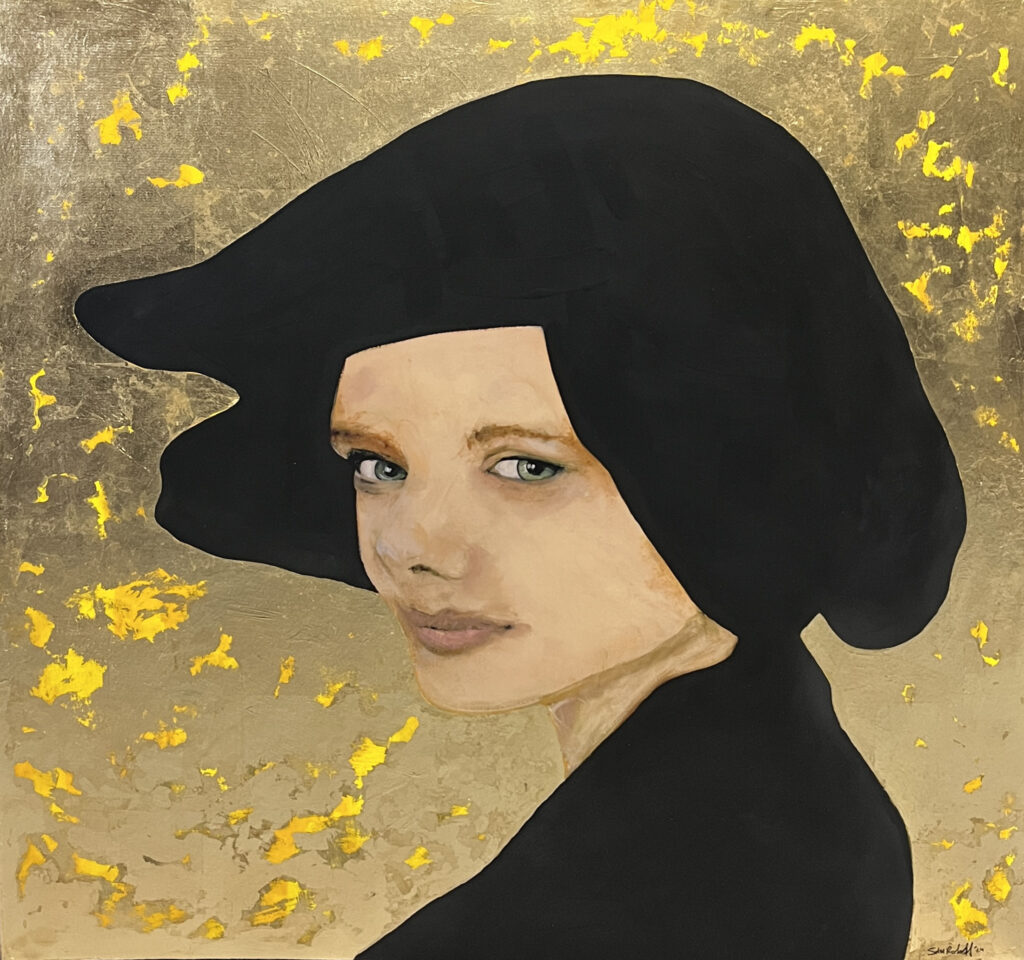 "Johannah Jezebel, Helkat's Sister" | 30 x 30 in | Mixed Media with Gold Leaf | 2024 | ID#3551| Sam Roloff